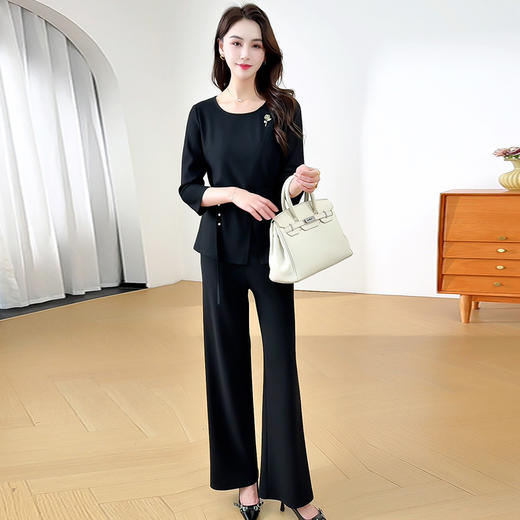 XYKL-25B01气质时尚套装女秋季新款2025年韩版修身拼接女士优雅轻熟风两件套 商品图3