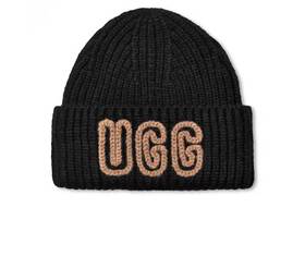 2楼UGG时尚舒适纯色LOGO粗罗纹毛线针织帽 吊牌价499