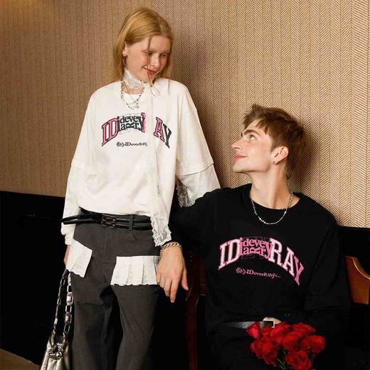 IDEVERRAY圆领秋季T恤长袖早秋新品印花字母潮薄款男女同款卫衣 商品图1