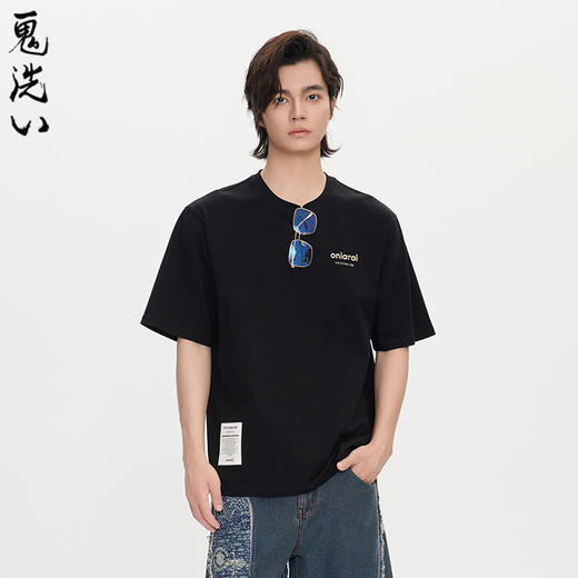 ONIARAI/鬼洗25秋季黑标古鸟图腾印花常规短T恤男式休闲 A840022 商品图2
