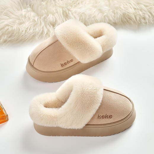 「加购2双自动减为53.9元」窠窠良品 时尚包头厚底毛茸茸棉拖 保暖舒适 柔软亲肤 冬季居家好物 KK530 商品图13