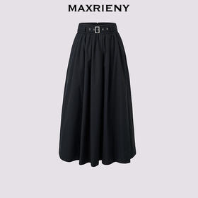 MAXRIENY极简高知穿搭梭织半裙25秋款复古赫本抽褶大伞裙通勤裙子(货号:MF86SK502)