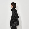 NUTH黑色宽松廓形pu皮夹克中长款拉链皮衣外套女 商品缩略图4