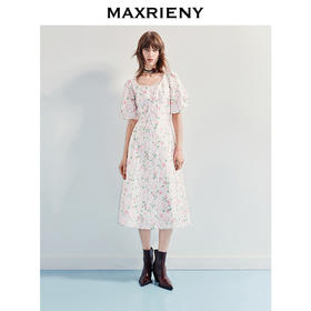 MAXRIENY2025夏连衣裙新款碎花公主连衣裙中长裙泡泡袖显白裙子(货号:MF86DR256)