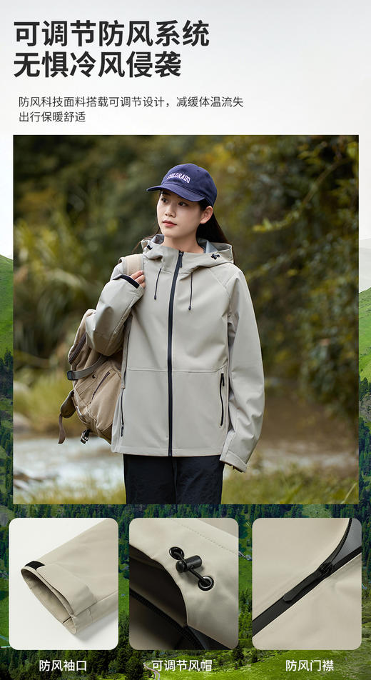 2025新款男女单层休闲运动外套 情侣防风防水户外冲锋衣 耐磨登山服防泼水防风防污夹克BS25655-W 商品图6