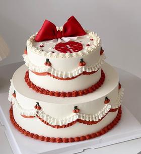 【优品系列】---双层【喜婚礼蝴蝶结】领证、婚礼蛋糕