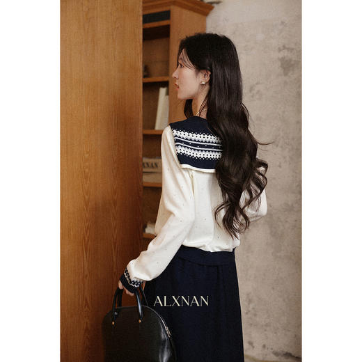 鹿向南「棉花秋雨」撞色披肩长袖针织开衫女早秋新款小众杏色上衣 商品图2