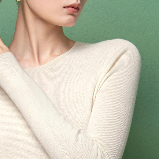 【林栖设计小店】金风玉露纯白系列无缝绵羊毛衣修身2025秋冬新款打底毛织上衣女1954044 商品图3