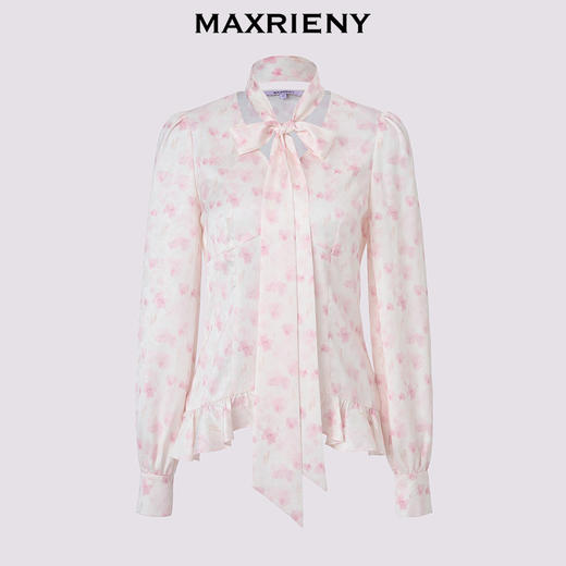 MAXRIENY欧若智性风衬衫女春日氛围感温柔衬衣系带收腰显瘦上衣女(货号:MS85TP759) 商品图4
