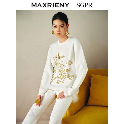MAXRIENY[东方新摩登]金枝玉蝶针织衫精致贵雅感上衣女24秋新款(货号:MS85SW511) 商品图2
