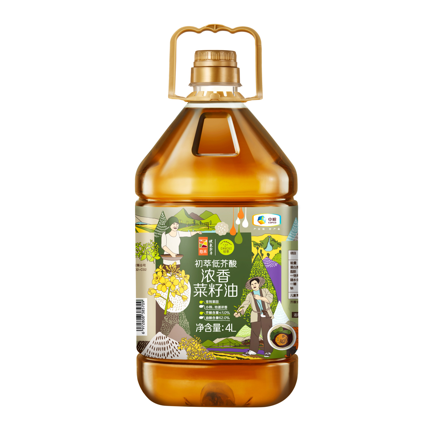 中粮初萃低芥酸浓香菜籽油4L