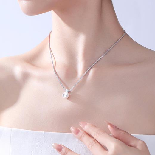 周大生DC碎银子珍珠吊坠项链纯银轻奢素珠锁骨链生日礼物送女友 商品图3