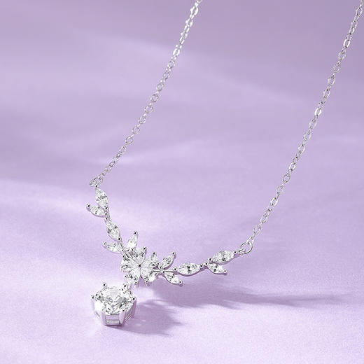 卡蒂罗KADER 紫藤花开项链 精致轻奢大气甜美爆闪水滴设计锁骨链 925银镶嵌闪锆简约百搭闪耀银河表白告白女生 毕业季 商品图3