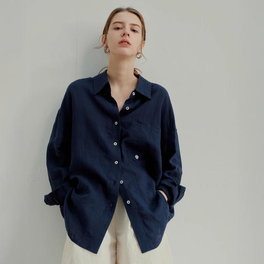 伊泺杉 老钱风纯棉贝壳刺绣衬衫 宽松舒适 通勤百搭 4色可选 商品图8