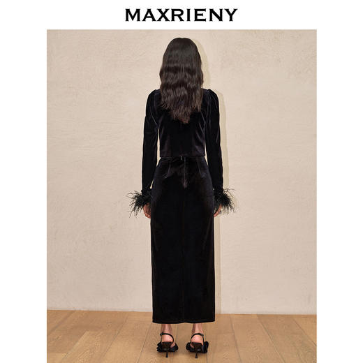 MAXRIENY复古率性拼接丝绒上衣打底衫(货号:MC88TP770) 商品图2
