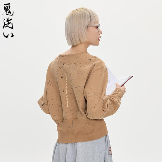 ONIARAI/鬼洗25秋冬黑标新品领口宽松半截卫衣女 A240015 商品图2