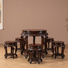 清	红木镶瘿木夔龙纹圆台成套（一桌五凳） 商品缩略图0