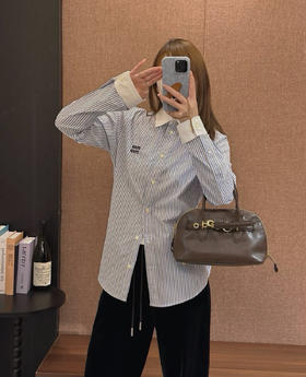 谬谬  25ss早秋新款系列  条纹长袖衬衫（SS）