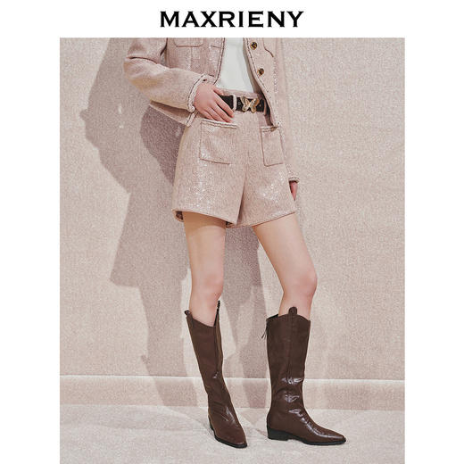 MAXRIENY复古甜美风小A亮片金蝴短裤2024秋冬新款高级气质感女装(货号:MC85PA501) 商品图2