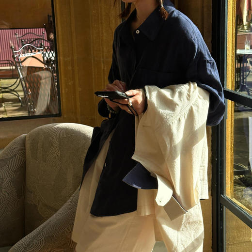 伊泺杉 老钱风纯棉贝壳刺绣衬衫 宽松舒适 通勤百搭 4色可选 商品图11