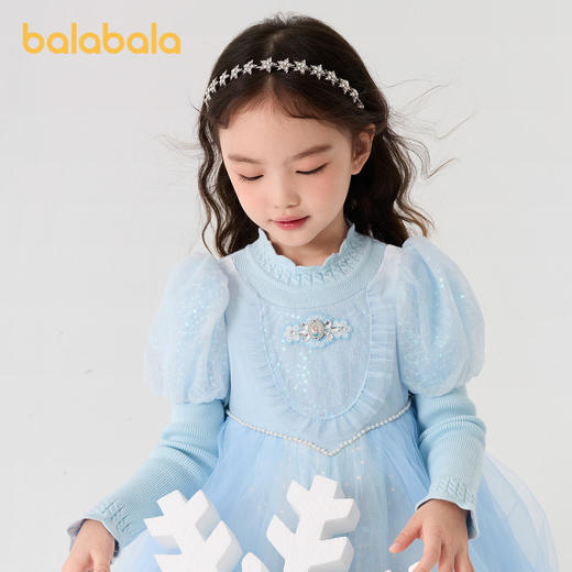【艾莎IP】巴拉巴拉女童连衣裙网纱公主裙子秋冬款甜美泡泡袖洋气 商品图1