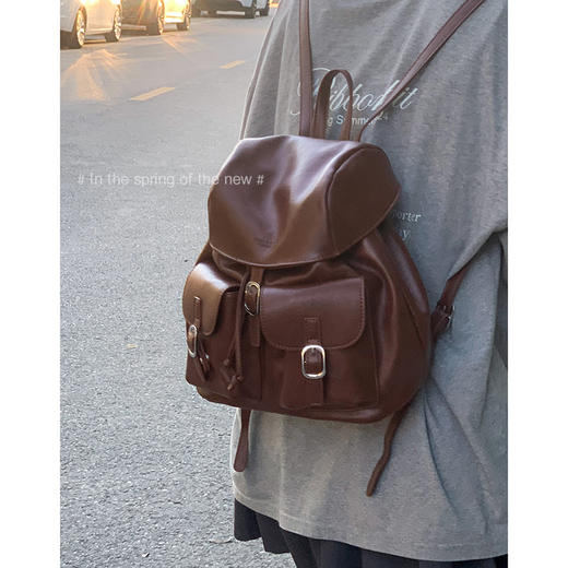 【YW】无忧购韩版学院风小众复古质感大容量双肩包54516（截单后7天发货) 商品图0