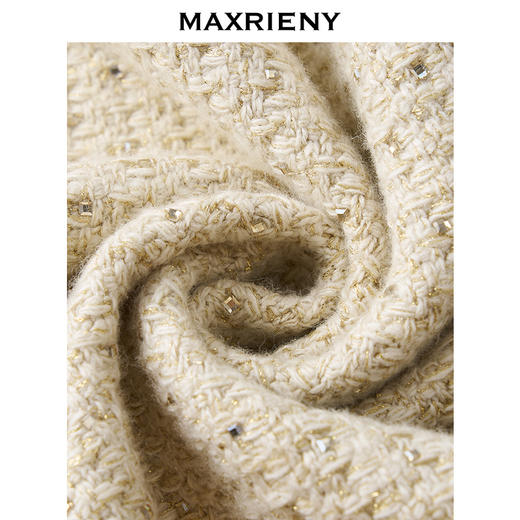 MAXRIENY鎏金小香外套25秋款烫钻花纱羊毛上衣小香风通勤气质穿搭(货号:MF86JA501) 商品图3