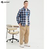 波顿男士春秋厚磨毛黄蓝色格子长袖衬衫MS633122 商品缩略图4
