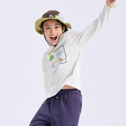 【代发】绿标手绘涂鸦长袖T儿童秋季长袖上衣纯色款SUNNYWHITEGreen 商品图1