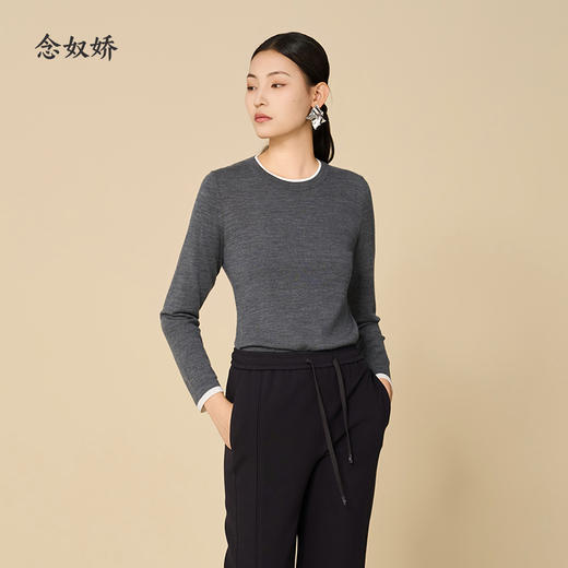 【商场同款】CNK5913 “ miu系双层领针织衫 ”直身包容显瘦 好搭配假两件针织衫 商品图3