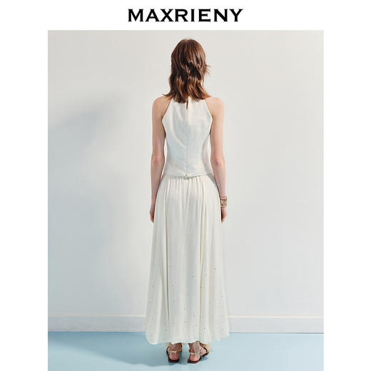 MAXRIENY【商场同款】25夏季新款宫廷挂脖上衣白色复古圆领气质无袖(货号:MF86TP011) 商品图3
