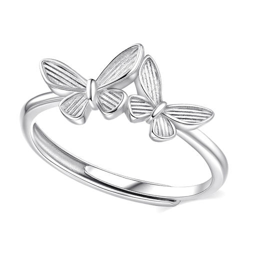 卡蒂罗KADER 蝴蝶女戒 925银立体双蝶轻奢精致优雅时尚森系高级设计感小众百搭戒 恋爱告白女生闺蜜款 商品图1