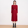 EITIE爱特爱气质圆领通勤不对称优雅红色呢子连衣裙2025秋冬新款D2507911 商品缩略图1