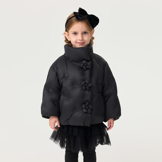 马克珍妮女童立体花朵轻盈面包羽绒服2025年冬装新款551707 商品图1