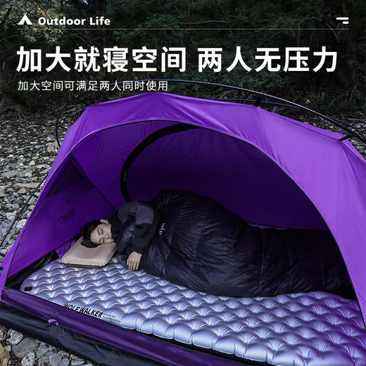 狼行者袋鼠双人双层帐蓬户外徒步庇护所特氟龙格子布铝杆帐篷睡帐 紫色 商品图2