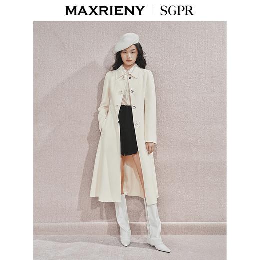 MAXRIENY极简赫本风绵羊毛过膝长款大衣气质女24秋新款外套澳毛(货号:MS85CT511) 商品图0