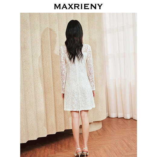 MAXRIENYMAXRIENY 精致浪漫感蕾丝连衣裙收腰荷叶边中长裙(货号:MS85DR074) 商品图2