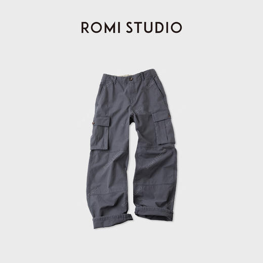 ROMI STUDIO“美式复古”珠帆格面料酵洗撞色低腰工装裤 RWCAXY5374 商品图0