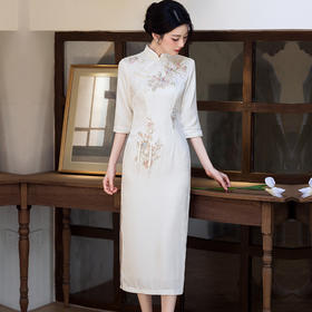 时尚改良新中式针织提花旗袍2025秋冬新款女士显瘦连衣裙