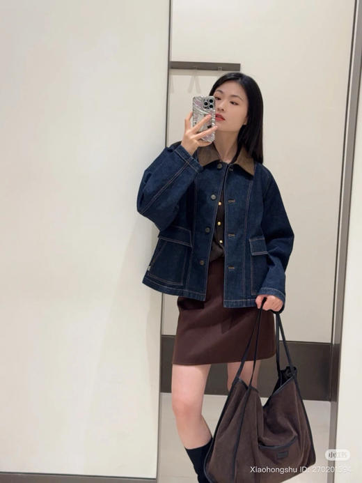 95-4 独家圆正 灯芯绒领牛仔外套 我穿38码很宽松 商品图0