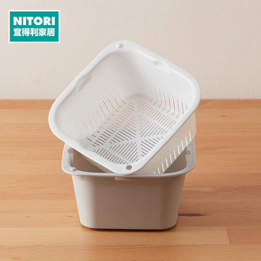  家用厨房洗水果洗菜盆方形沥水篮套装 商品图0