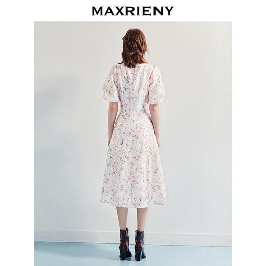 MAXRIENY2025夏连衣裙新款碎花公主连衣裙中长裙泡泡袖显白裙子(货号:MF86DR256) 商品图3