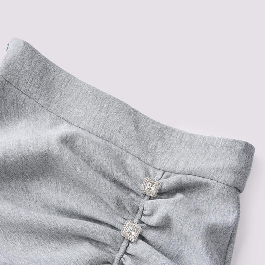 MAXRIENY2025秋冬小众设计感灰色褶皱高腰开叉卫衣包臀半裙半身裙 商品图1