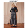 MAXRENY25年秋季新款宫廷复古风连衣裙显瘦气质长袖针织黑色优雅(货号:MF86DR504) 商品缩略图1