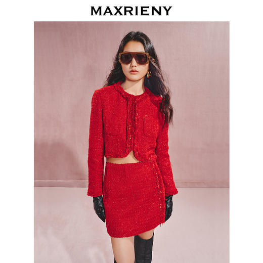 【贵雅日常-商场同款】MAXRIENY华丽立体边缘装饰小香风红色外套(货号:MC85JA554) 商品图2