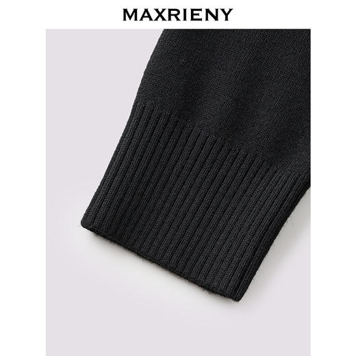 MAXRIENY法式复古v领针织外套蕾丝拼接25秋款收腰修身长袖上衣女(货号:MF86JA518) 商品图3