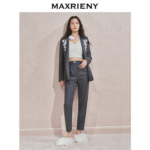 【贵雅日常-商场同款】MAXRIENY奢华都市风钻扣装饰收脚西装裤(货号:MC85PA506) 商品图1