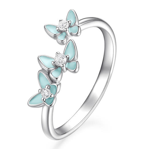 卡蒂罗KADER 夜光蝴蝶情侣对戒 接住好运招财蝴蝶 闪闪蝶舞会发光开口素圈一对 简约百搭闪耀吸睛 商品图4