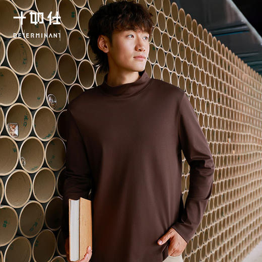 十如仕100%新疆长绒棉远红外保暖半高领长袖T恤-T16-02 商品图0