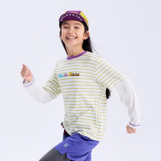 【代发】绿标丝柔纺条纹T儿童秋季长袖上衣条纹SUNNYWHITEGreen琴键白/果味绿 商品图1